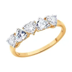 Inel din aur roșu cu Cubic Zirconia Incolor