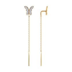 Cercei Lanț din aur roșu cu pietre Cubic Zirconia Incolor