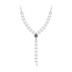Colier din argint  cu pietre Cubic Zirconia Incolor, Cubic Zirconia Albastru Safir
