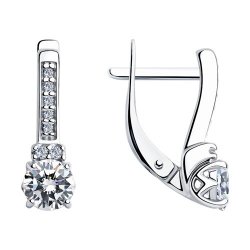 Серьги из серебра с камнями Фианит