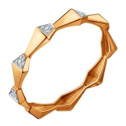 Кольцо из красного золота с камнями Бриллиант