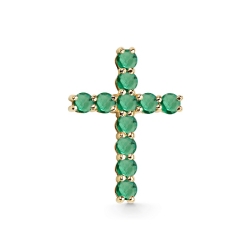 Cruce din aur roșu cu pietre Smarald