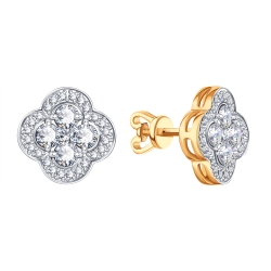 Cercei Pusete din aur roșu cu pietre Diamant