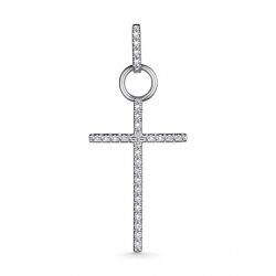 Cruce din aur alb cu pietre Diamant