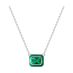 Colier din argint cu Cubic Zirconia Verde, Emailare