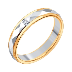 Verighetă din aur alb și roșu cu pietre Diamant