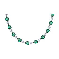Colier din argint  cu pietre Cubic Zirconia Incolor, Cubic Zirconia Verde