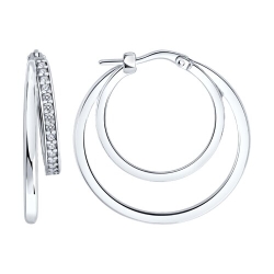 Серьги Конго из серебра с камнями Фианит