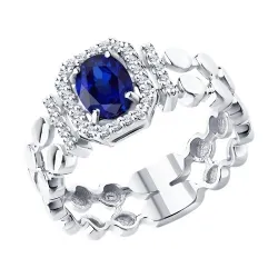 Inel din aur alb cu Diamant, Safir