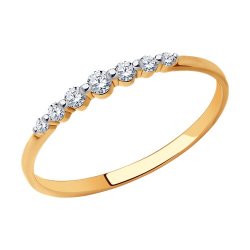 Inel din aur roșu cu pietre Cubic Zirconia Incolor
