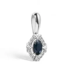 Pandantiv din aur alb cu Diamant, Safir