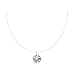 Colier din argint  cu pietre Cubic Zirconia Incolor, Fir transparent