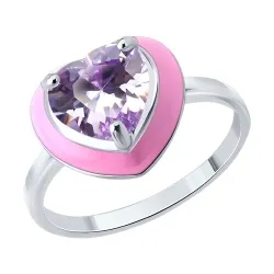 Inel din argint cu Cubic Zirconia Liliachiu, Emailare