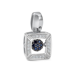 Pandantiv din aur alb cu pietre Diamant, Safir