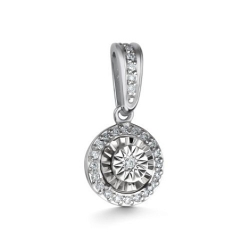 Pandantiv din aur alb cu pietre Diamant