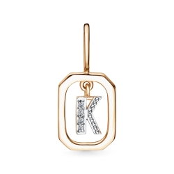 Подвеска из красного золота с камнями Бриллиант