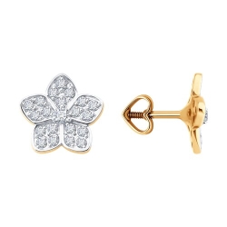 Cercei Pusete din aur roșu cu pietre Cubic Zirconia Incolor