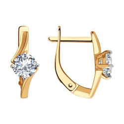 Cercei din aur roșu cu pietre Cubic Zirconia Incolor