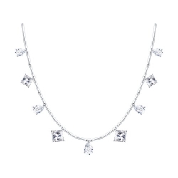 Colier din argint  cu pietre Cubic Zirconia Incolor, Tijă din oțel