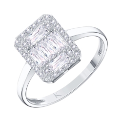 Inel din aur alb cu pietre Cubic Zirconia Incolor