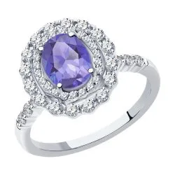 Inel din aur alb cu Diamant, Tanzanit