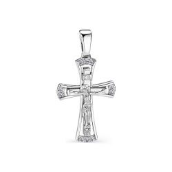 Cruce din aur alb cu pietre Diamant