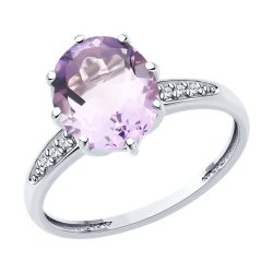 Inel din argint  cu pietre Cubic Zirconia Incolor, Ametist
