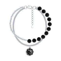 Браслет из серебра с камнями Вулканическая лава,