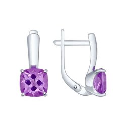 Серьги из серебра с камнями Аметист