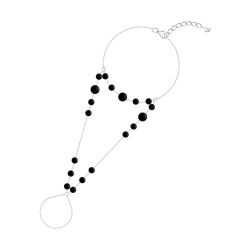 Браслет из серебра с камнями Агат черный