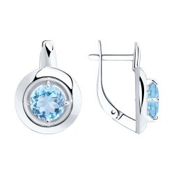 Серьги из серебра с камнями Топаз голубой