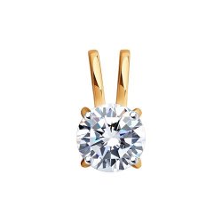 Pandantiv din aur roșu cu pietre Cubic Zirconia Incolor