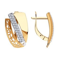Cercei din aur roșu cu pietre Cubic Zirconia Incolor