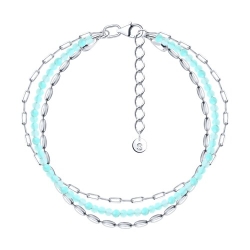 Браслет из серебра с камнями Амазонит