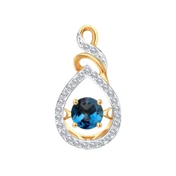 Pandantiv din aur roșu cu Cubic Zirconia Incolor, Topaz London