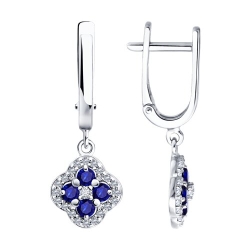 Cercei Suspendați din argint  cu pietre Cubic Zirconia Incolor, Safir