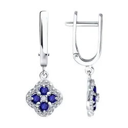 Cercei Suspendați din argint cu Cubic Zirconia Incolor, Safir