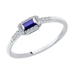 Inel din aur alb cu Diamant, Safir