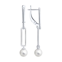 Cercei Suspendați din argint  cu pietre Perla Imit.