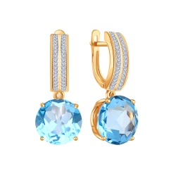 Cercei Suspendați din aur roșu cu pietre Diamant, Topaz