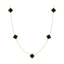 Колье из красного золота с камнями Агат черный