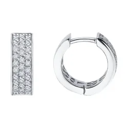 Cercei Creole din aur alb cu Diamant