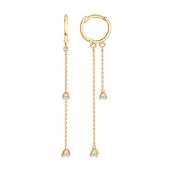 Серьги Конго из красного золота с камнями Фианит