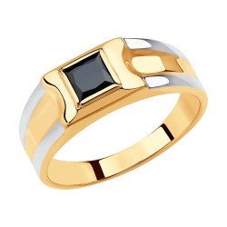 Inel din aur roșu cu pietre Cubic Zirconia Negru