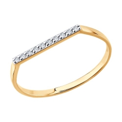 Inel din aur roșu cu pietre Cubic Zirconia Incolor