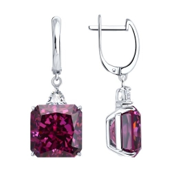 Cercei Suspendați din argint  cu pietre Cubic Zirconia Incolor, Cubic Zirconia Roz