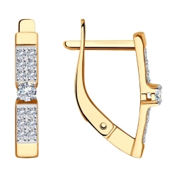 Cercei din aur roșu cu pietre Cubic Zirconia Incolor