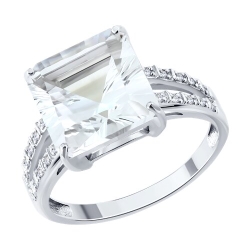 Inel din aur alb cu pietre Diamant, Cristal de munte