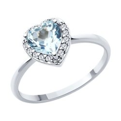 Inel din argint  cu pietre Cubic Zirconia Incolor, Topaz albastru