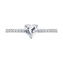 Inel din aur alb cu Cubic Zirconia Incolor